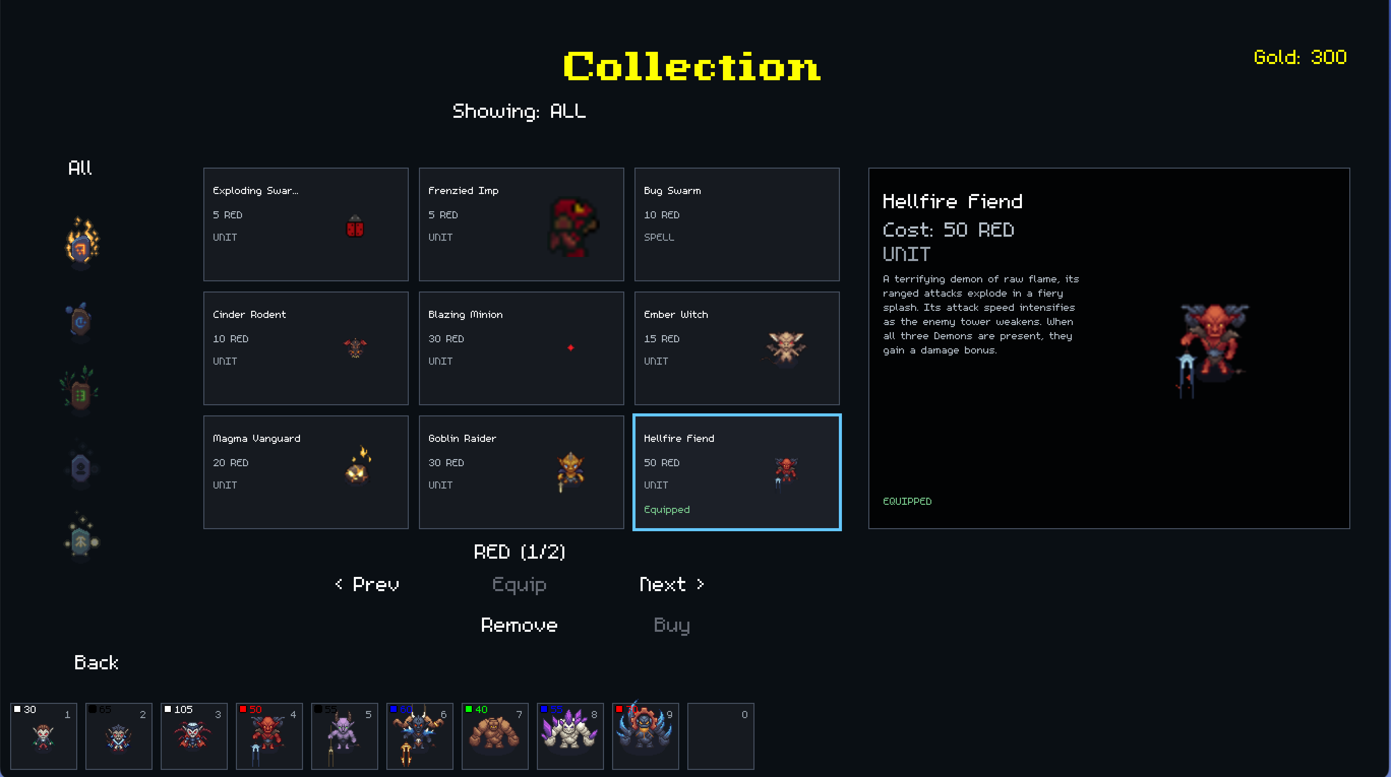 Ravenforge Isles — RED faction unit collection screen