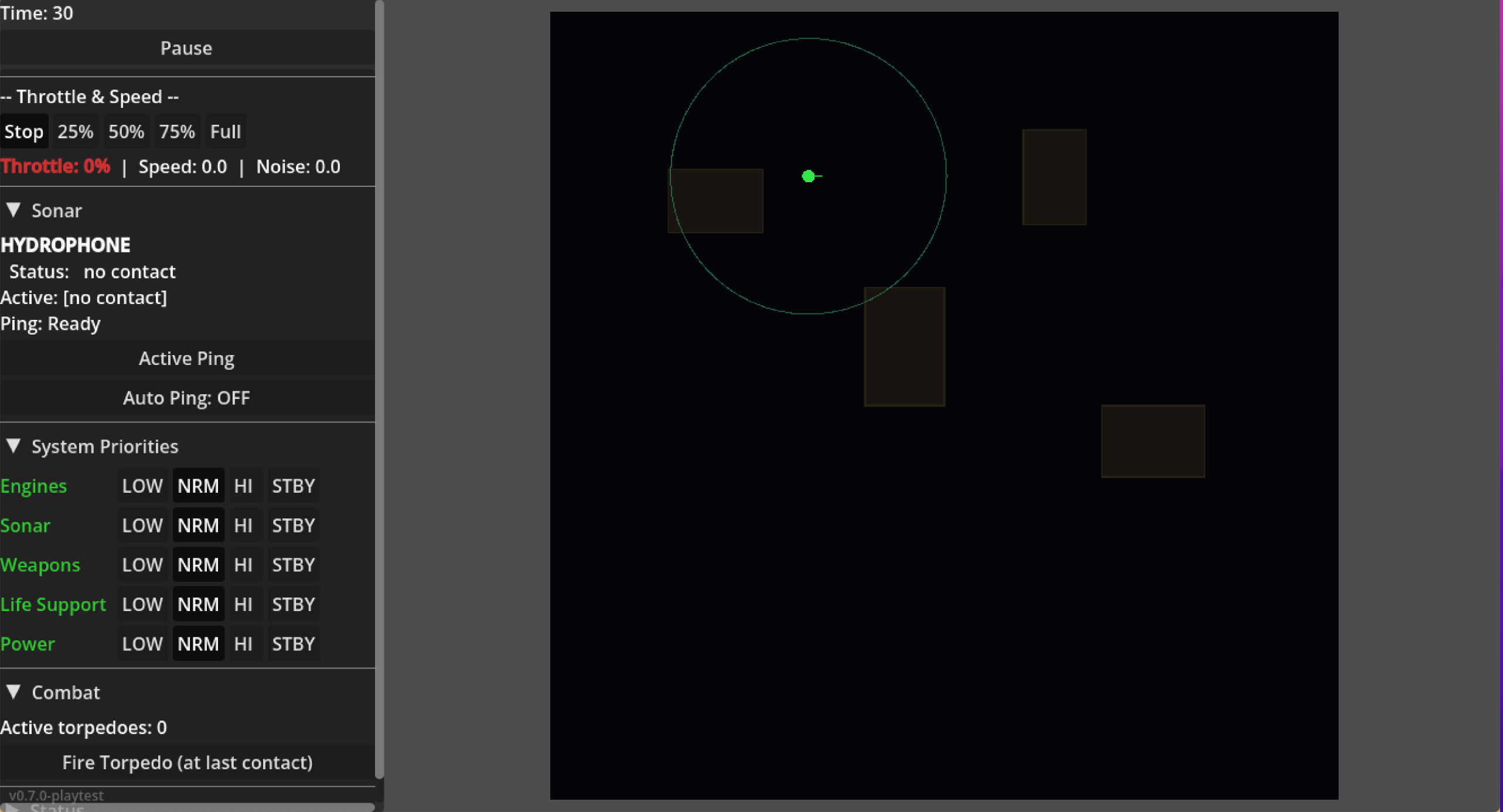 Silent Depths — Game start screen